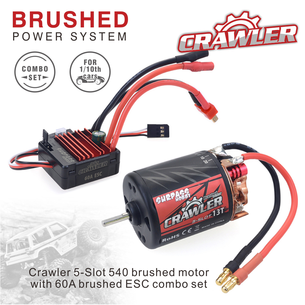 [���ܼ�] 697175079659 [SURPASS HOBBY] 540 5 Slot & Skewed stator 60A Brushed ESC for Crawler Car (20T RPM:11100)