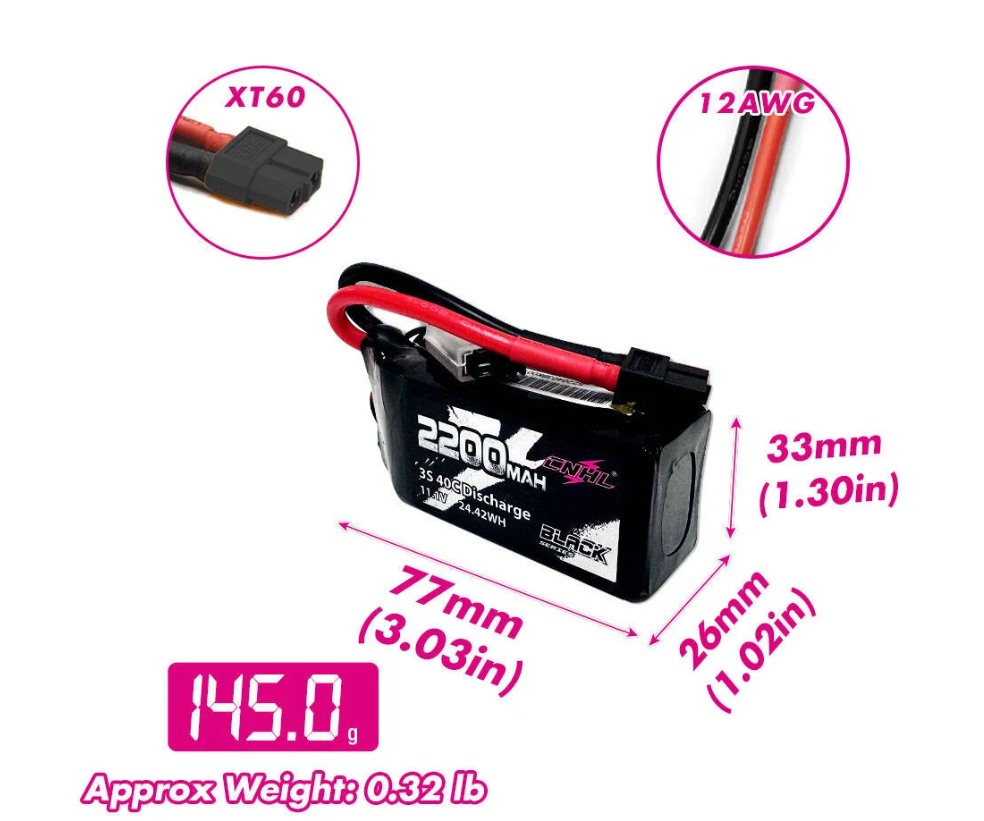 [���ܼ�] S220403BK [CNHL] Racing 11.1V 3S 2200mAh 40-80C 3S LIPO Battery (��Ƽ 3�� �������͸�/XT60 Ŀ����)