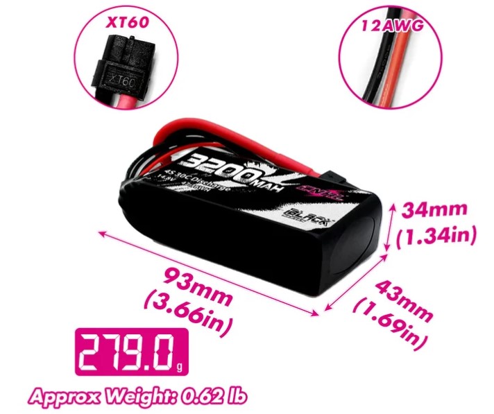 [���ܼ�] S320304BK [CNHL] Racing 14.8V 4S 3200mAh 30-70C LIPO Battery (��Ƽ 4�� �������͸�/XT60 Ŀ����)
