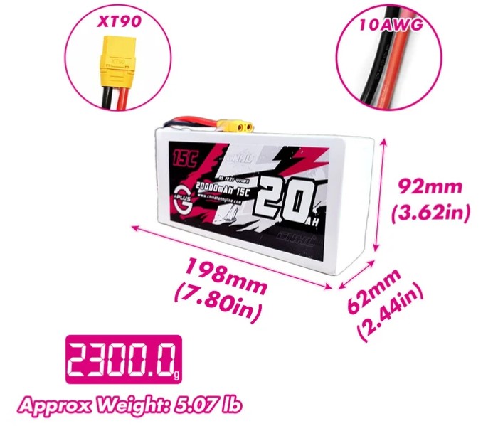 [���ܼ�] HC6S2000XT90 [CNHL] Racing 22.2V 6S 20000mAh 15C LIPO Battery (6�� �������͸�/XT90 Ŀ����)
