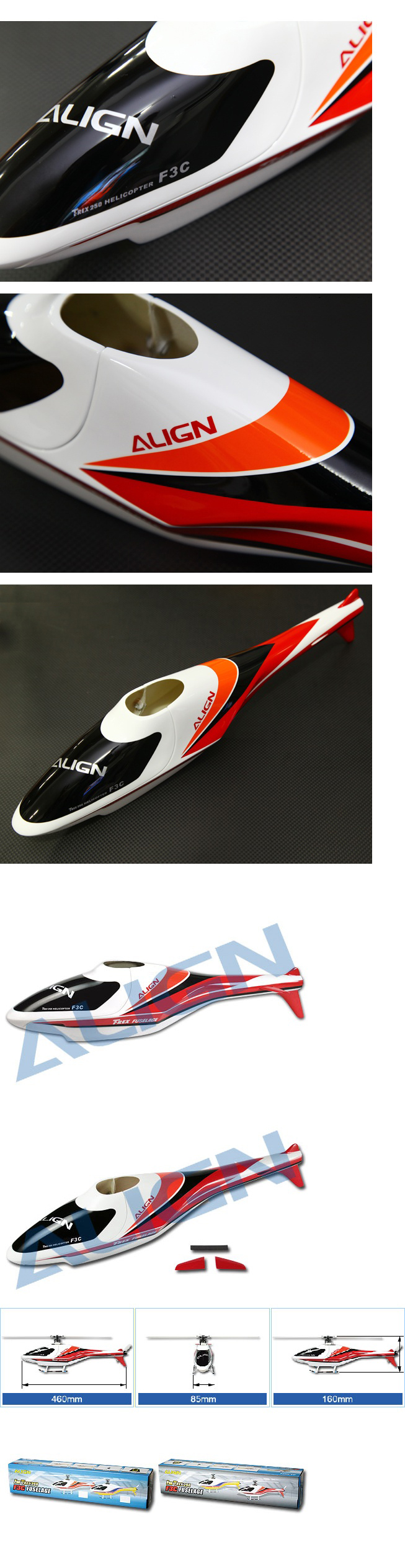 [ܼ] HF2502 [Align] F3C Fuselage for T-Rex250(Orange/Red)