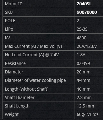 [ܼ] 90070000 [HOBBYWING] 2040SL 4800kv Brushless Inrunner (ý) 2S-3S