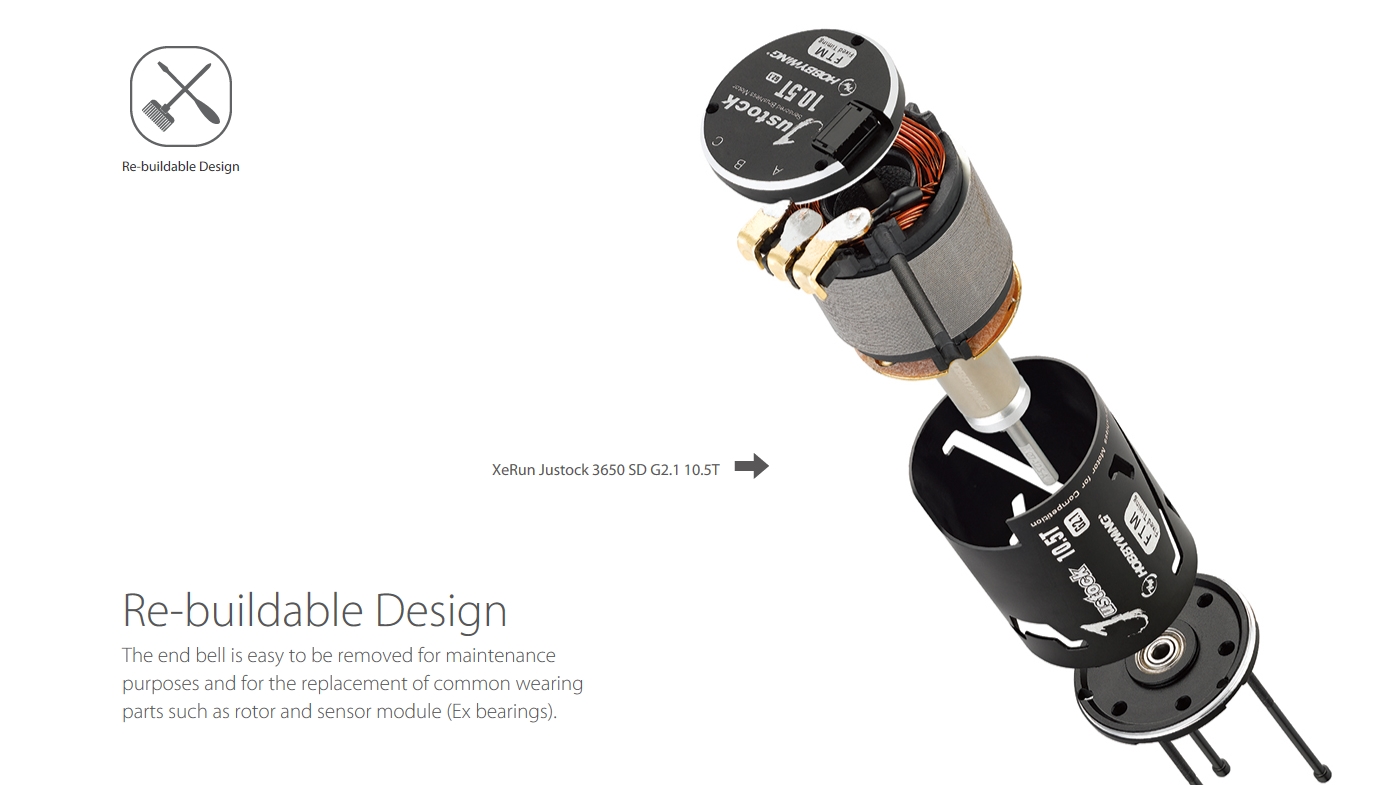 [���ܼ�] 30408012 [HOBBYWING] XERUN JUSTOCK 3650 Sensored Brushless Motor 21.5T BLACK G2.1