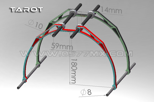 [ܼ] TL8201-02 [TR] IRON-MAN F450/550/680 Plastic Landing Skid (Red / 2 1Ʈ)
