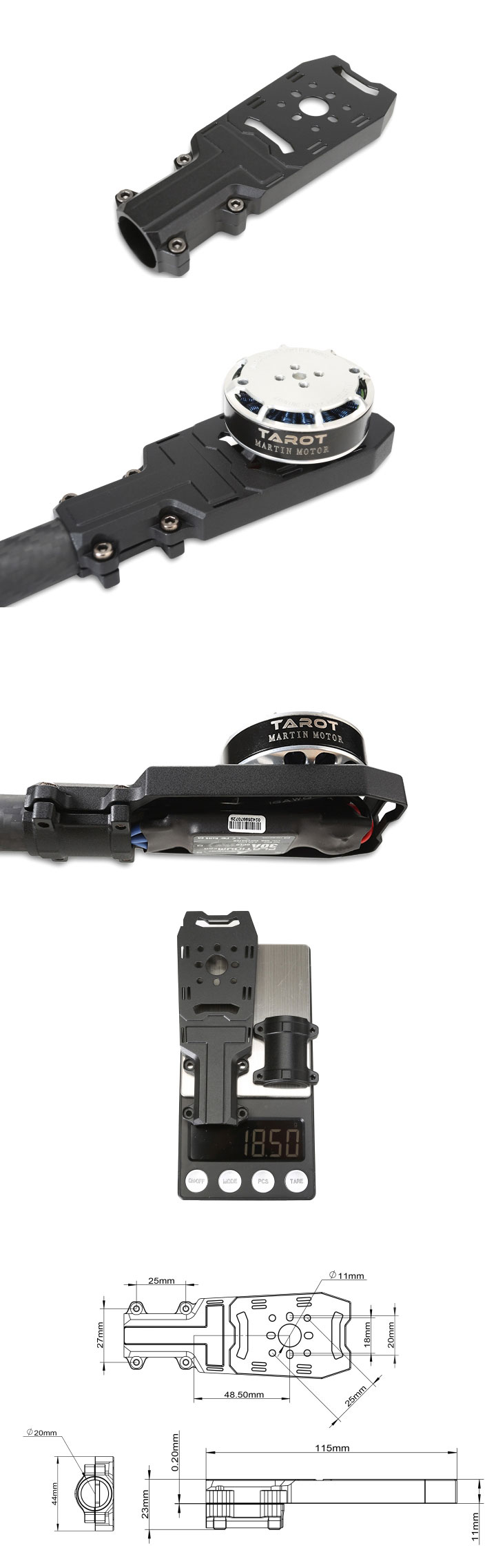 [ܼ] TL68B53 [TR] Universal Type Ultra-Light Motor Mount (20mm/Magnesium Alloy)