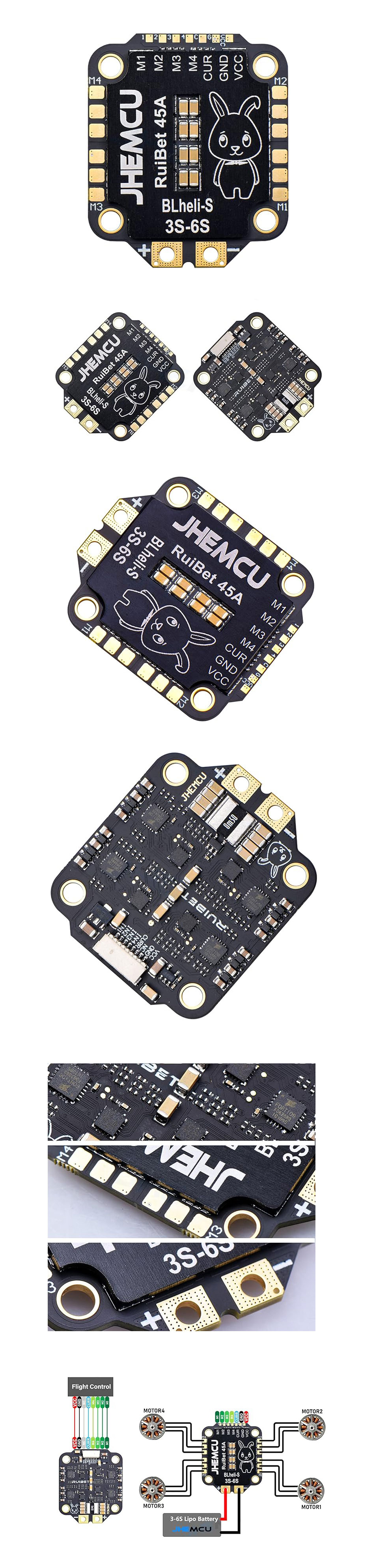 [ܼ] JHEMCU-45A [JHEMCU] RuiBet 45A BLHELI_S/Dshot600/3-6S 4-in-1 ESC