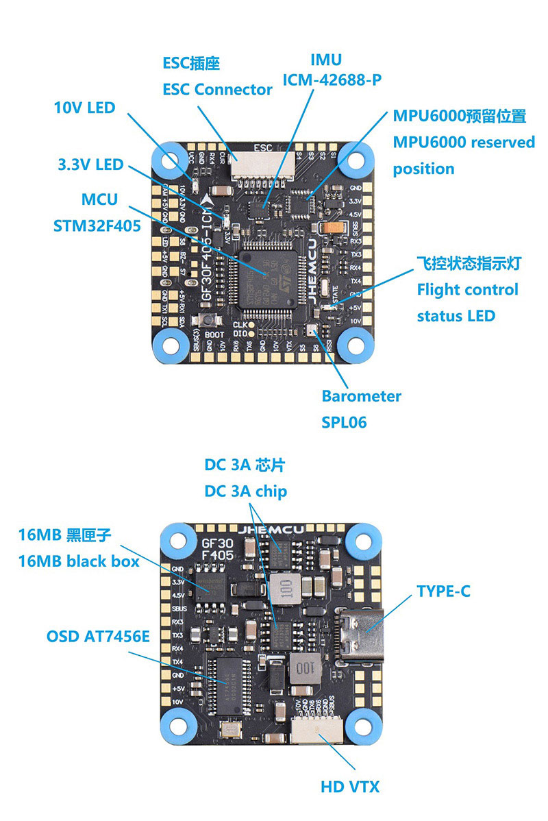[ܼ] GF30F405-ICM [JHEMCU] GF30F405-ICM/OSD Flight Controller