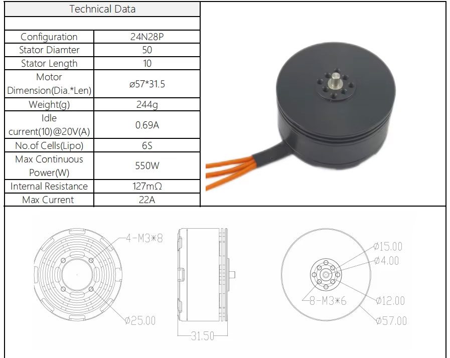 [ܼ] PT-F5015-330KV [PT] F5015-330KV Motor Set(21~22in/22.2V)