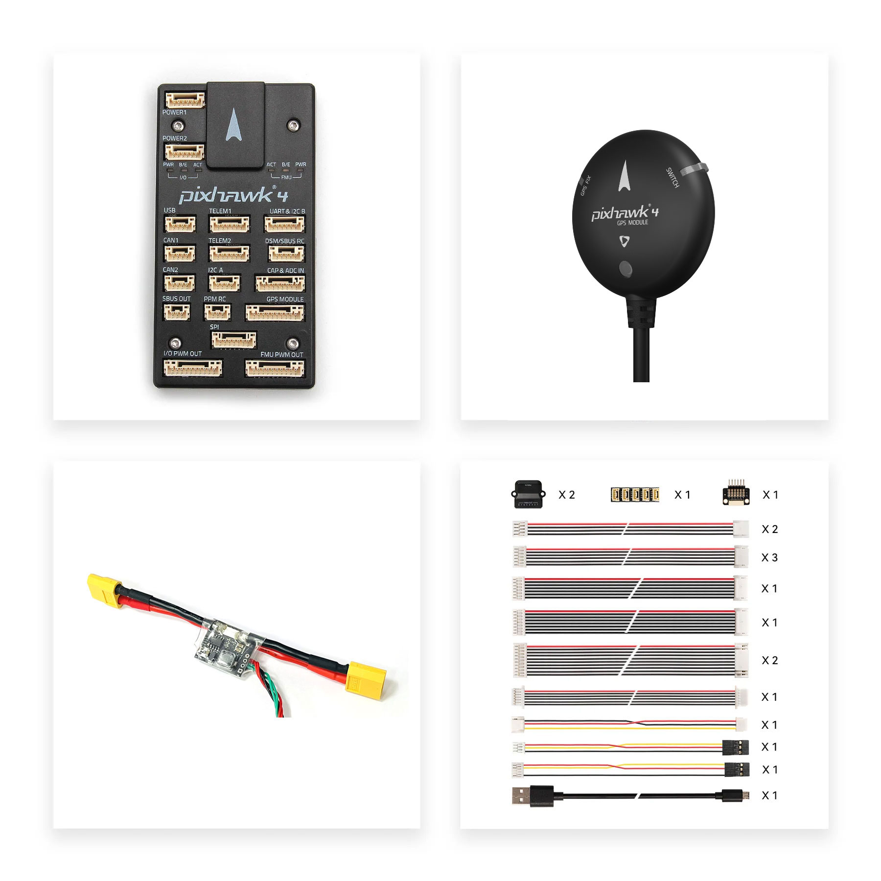 [ܼ] HB-Temp4-PM02B [Holybro] Pixhawk4 + GPS + ȣȯ Ŀ  Combo Package Ƚȣũ4 (öƽ ̽ ver)
