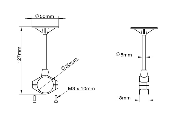 [ܼ] TL1812 [TR] GPS Arm Mount (30mm Clamp-On)
