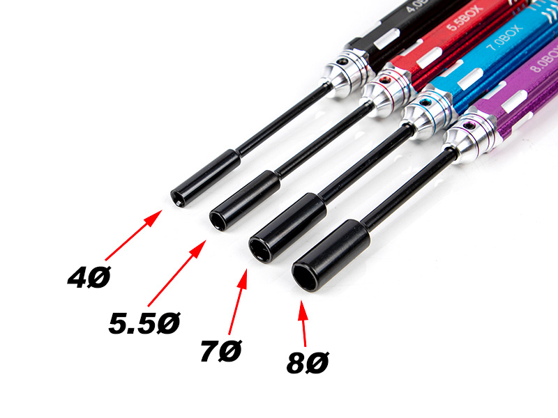 [ܼ] SREA-325 [TR] Steel Socket Nut Wrench(4.0/5.5/7.0/8.0mm) Set - 4 Color