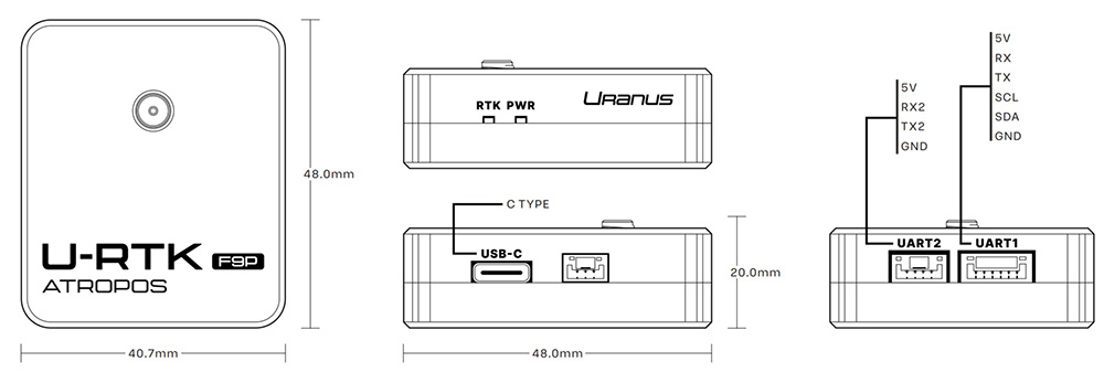 [���ܼ�]  [URANUS] U-RTK F9P GNSS Atropos (Helical ���׳� ����) - ���� ���� RTK GPS ���