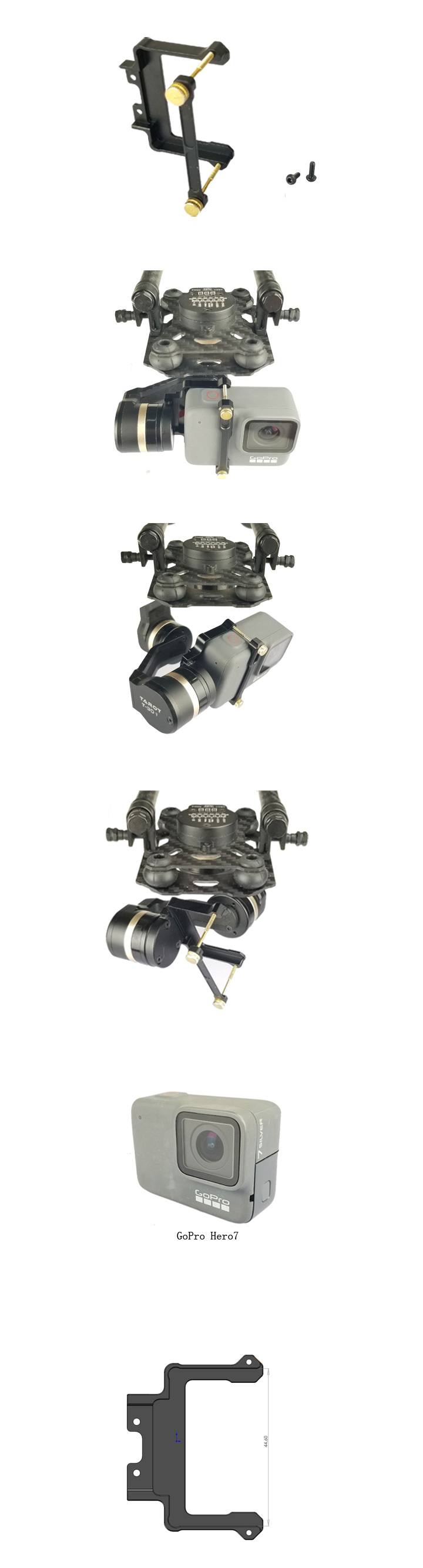 [ܼ] TL3T12-03 [TAROT] 3X Gimbal Camera Mount Gender for GoPro Hero7