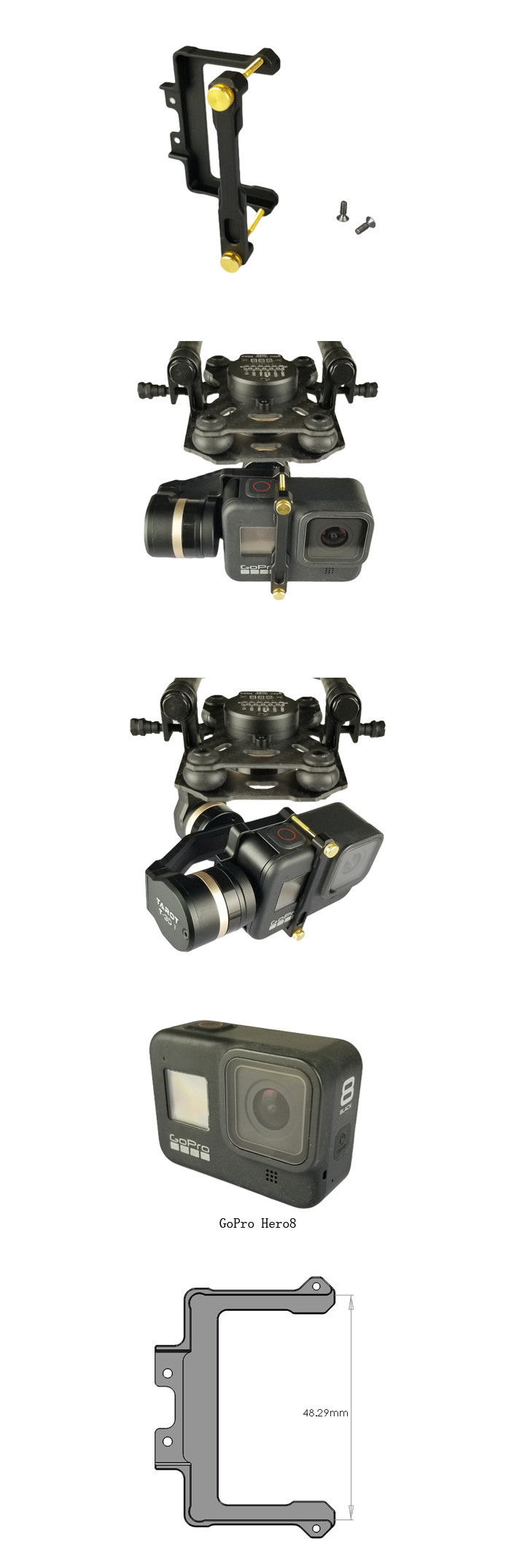[ܼ] TL3T12-04 [TAROT] 3X Gimbal Camera Mount Gender for GoPro Hero8