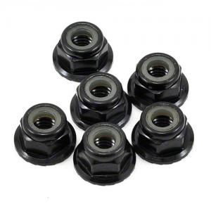 Team Losi Racing 4mm Aluminum Serrated Locknut Set (6) - Black 