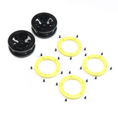 [ܼ] ECX41011 [ECX RC] FR/RR Wheel with Beadlock Black/Yellow: Temper G2