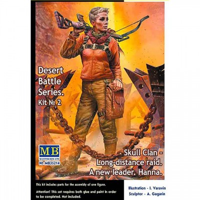 [ܼ] CM35214 [MasterBox] CM35214 1/35 Pst-apocalyptic fiction. Desert Battle Series. Skull Clan - Long-distance raid. Kit No2. A new leader. Hanna