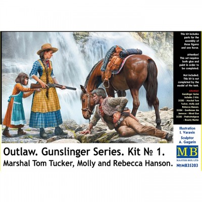 [ܼ] CM35203 [MasterBox] CM35203 1/35 Outlow Gunslinger series Kit No 1 Marshal Tom Tucker, Molly, Rebecca Hanson