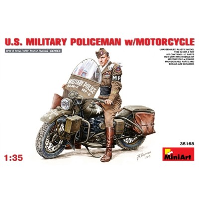[ܼ] BE35168 [Miniart] BE35168 1/35 ̱  庴 (U.S.Military Police w/Motorcycle)