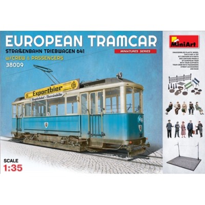 [ܼ] BE38009 [Miniart] BE38009 1/35 EUROPEAN TRAMCAR (StraBenbahn Triebwagen 641) w/CREW & PASSENGERS