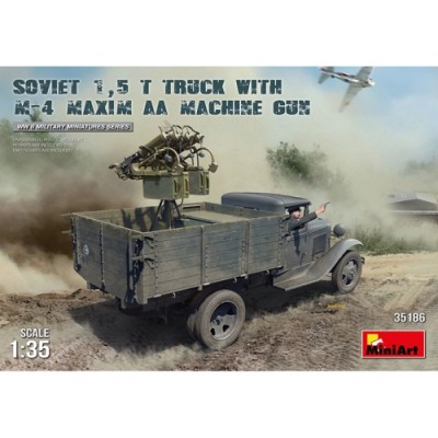 [ܼ] BE35186 [Miniart] BE35186 1/35 Soviet 1.5 ton Truck w/ M-4 Maxim AA Machine Gun