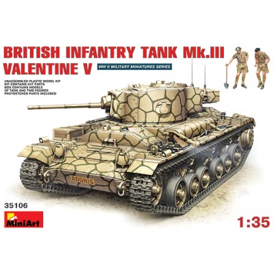 [ܼ] BE35106 [Miniart] BE35106 1/35 British Infantry Tank Mk III Valentine Mk V w/Crew