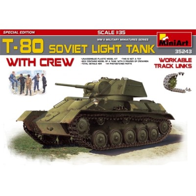 [ܼ] BE35243 [Miniart] T-80 Soviet Light Tank w/Crew.Special Edition