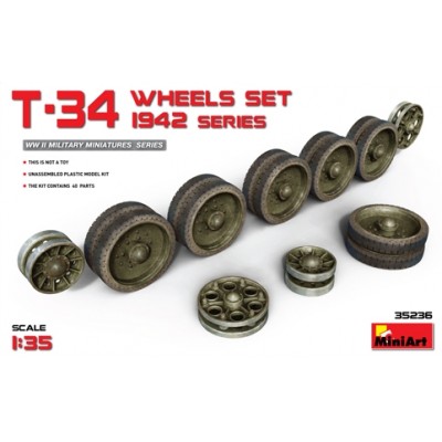 [ܼ] BE35236 [Miniart] BE35236 1/35 T-34 Wheels set. 1942 series
