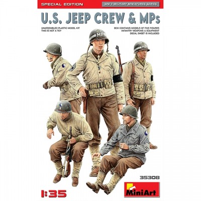 [ܼ] BE35308 [Miniart] BE35308 1/35 U.S. Jeep Crew and MPs. Special Edition- 