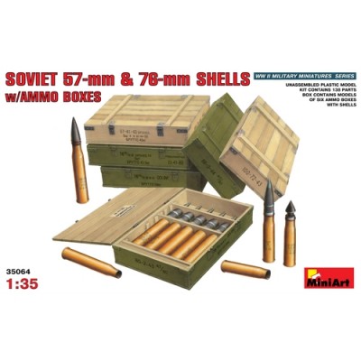 [ܼ] BE35064 [Miniart] BE35064 1/35 Soviet 57mm and 76mm Shells w/ Ammo Box(ź 6 )