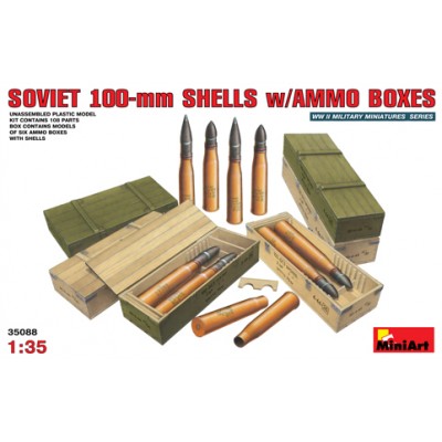 [ܼ] BE35088 [Miniart] BE35088 1/35 Soviet 100mm Shells w/ Ammo Boxes
