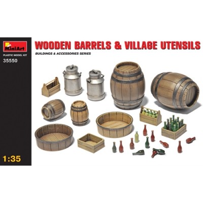 [ܼ] BE35550 [Miniart] BE35550 1/35 Wooden Barrels & Village Utensils