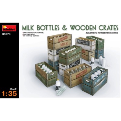 [ܼ] BE35573 [Miniart] BE35573 1/35 Milk Bottles & Wooden Crates