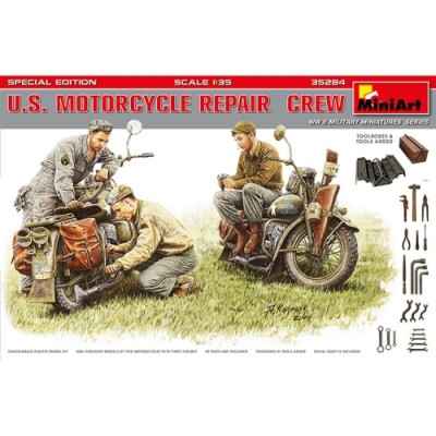 [ܼ] BE35284 [Miniart] BE35284 1/35 U.S. Motorcycle Repair Crew. Special Edition