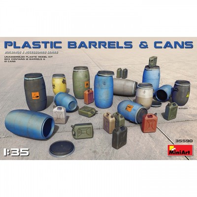 [ܼ] BE35590 [Miniart] BE35590 1/35 Plastic Barrels & Cans