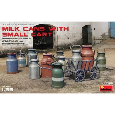 [ܼ] BE35580 [Miniart] BE35580 1/35 Milk Cans With Small Cart