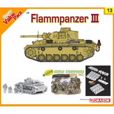 [ܼ] BD9113 [Dragon] BD9113 1/35 Flammpanzer III with value-added Magic Tracks and bonus German Sturmpionier figure set (Orange)