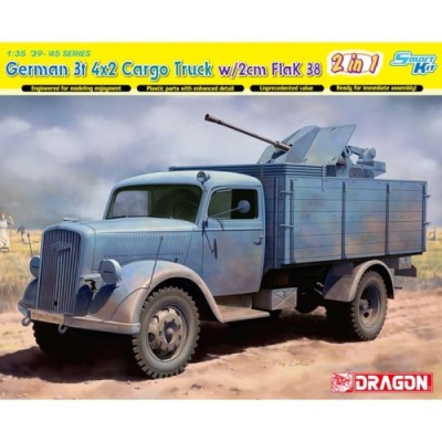 [ܼ] BD6828 [Dragon] BD6828 1/35 German 3t 4x2 Truck w/2cm FlaK 38 (2 in 1)