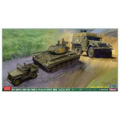 [ܼ] BH30056 [Hasegawa] BH30056 1/72 M24 Chaffee & M3A1 Half Track & 1/4-Ton 4x4 Truck
