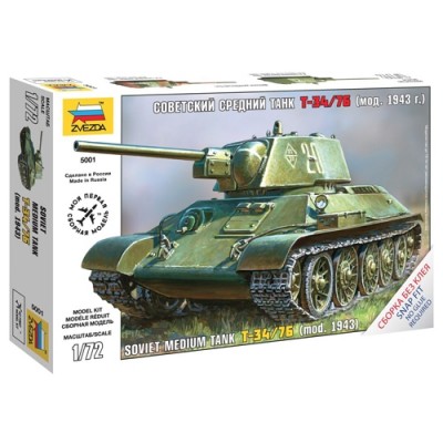 [���ܼ�] BZ5001 [Zvezda] BZ5001 1/72 T-34/76 Soviet Tank ~ Snap Kit (New Tool-2010)