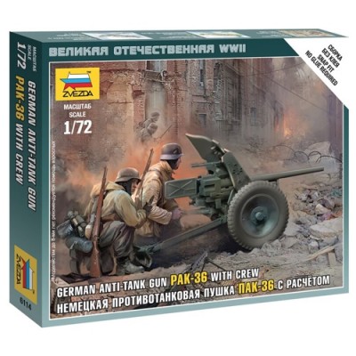 [���ܼ�] BZ6114 [Zvezda] BZ6114 1/72 German Anti-Tank Gun PaK-36 with Crew~ Snap Kit (New Tool- 2011)
