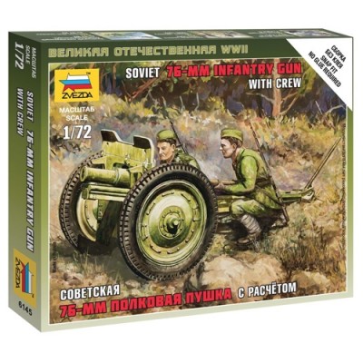 [���ܼ�] BZ6145 [Zvezda] BZ6145 1/72 Soviet 76mm Gun w/Crew~Snap Kit (New Tool- 2012)
