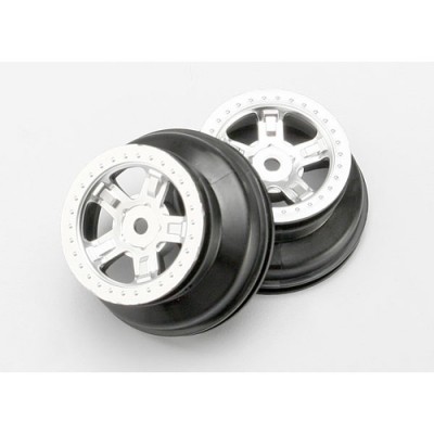 [ܼ] AX7072 [Traxxas] AX7072 Wheels SCT satin chrome beadlock style dual profile (1.8'''' inner 1.4'''' outer) (2)