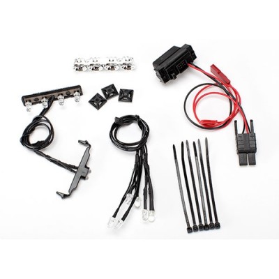 [ܼ] AX7285 [Traxxas] AX7285 LED light kit, 1/16th Summit (power supply, chrome lightbar, roof light harness (4 clear, 2 red), chassis harness (4 clear, 2 red), wire ties, mounts)