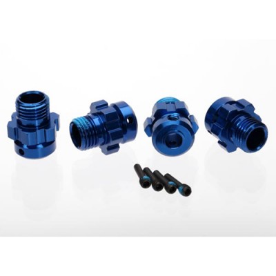 [ܼ] AX6469 [Traxxas] AX6469 Wheel hub splined 17mm 6061-T6 aluminum (blue-anodized) (4)/ screw pin 4x13mm (with threadlock) (4) (for 6mm axles)