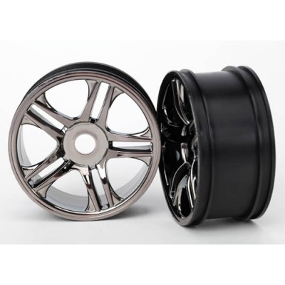 [ܼ] AX6476 [Traxxas] AX6476 Wheels split-spoke (black chrome) (rear) (2)