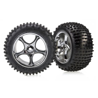 [ܼ] AX2470R [Traxxas] AX2470R Tires & wheels assembled (Tracer 2.2'''' chrome wheels Alias 2.2'''' tires) (2) (Bandit rear soft compound with foam inserts)
