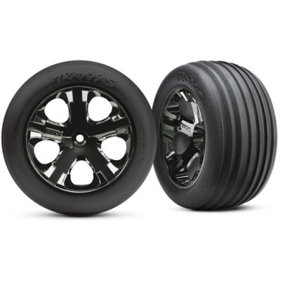 [ܼ] AX3771A [Traxxas] AX3771A Tires & wheels assembled glued (2.8)(All-Star chrome wheels Ribbed tires foam inserts) (electric front) (2)