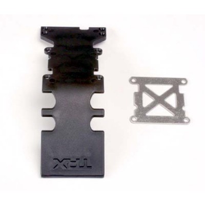 [ܼ] AX4938 [Traxxas] AX4938 Skidplate rear plastic (Black)/ stainless steel plate