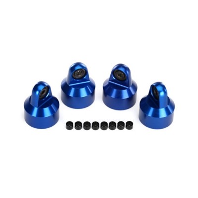 [ܼ] AX7764A [Traxxas] AX7764A Shock caps, aluminum (blue-anodized), GTX shocks (4)/ spacers (8)